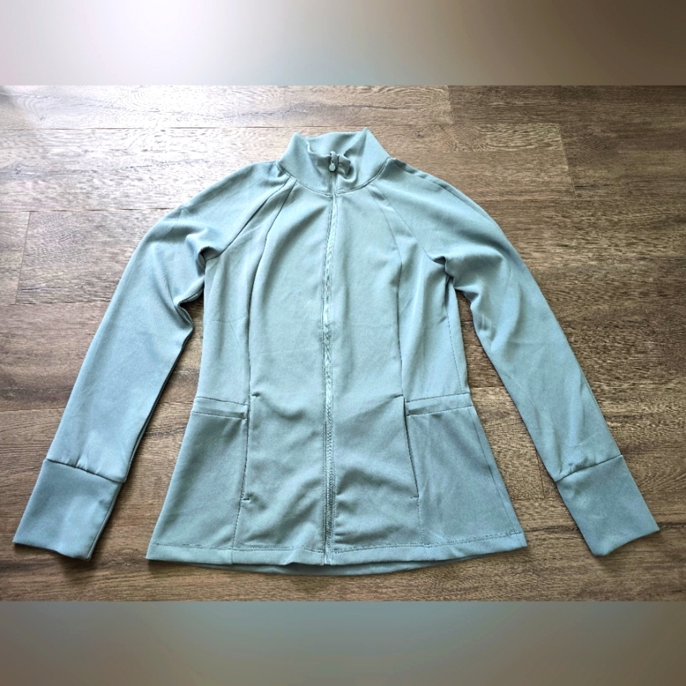 Apana Lightweight Zipper Jacket Size Small Pockets Drawstring Back